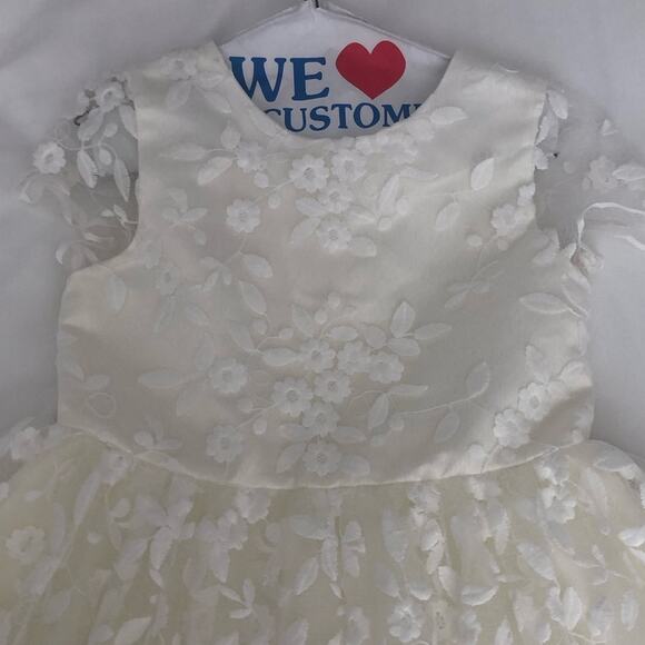 Princess Daliana Anthropologie Lindi Lace Piping White Flower Girl Dress Size 10 - Picture 9 of 12